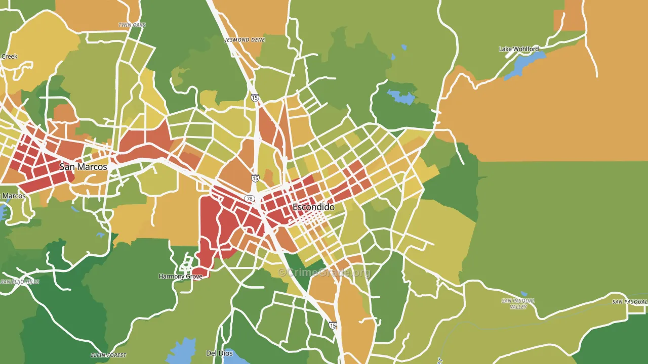 Escondido, CA Map of Vandalism Rates