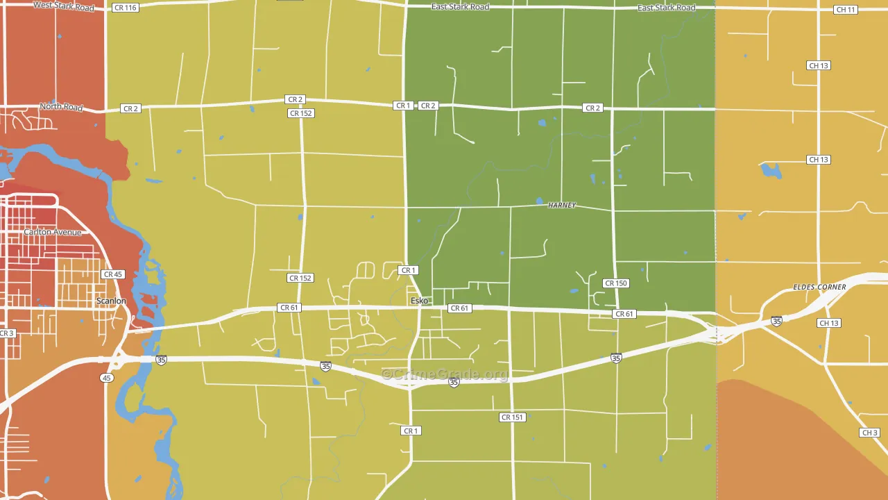Esko, MN Map of Vandalism Rates