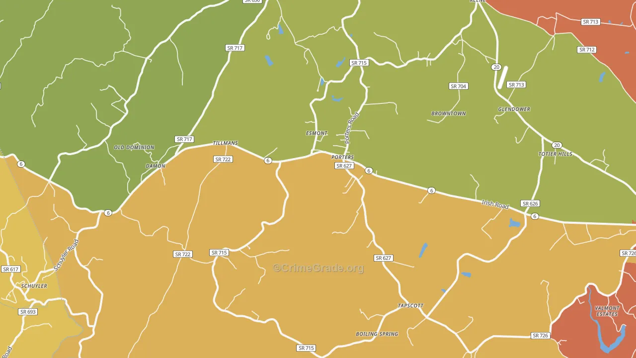 Esmont, VA Map of Vandalism Rates