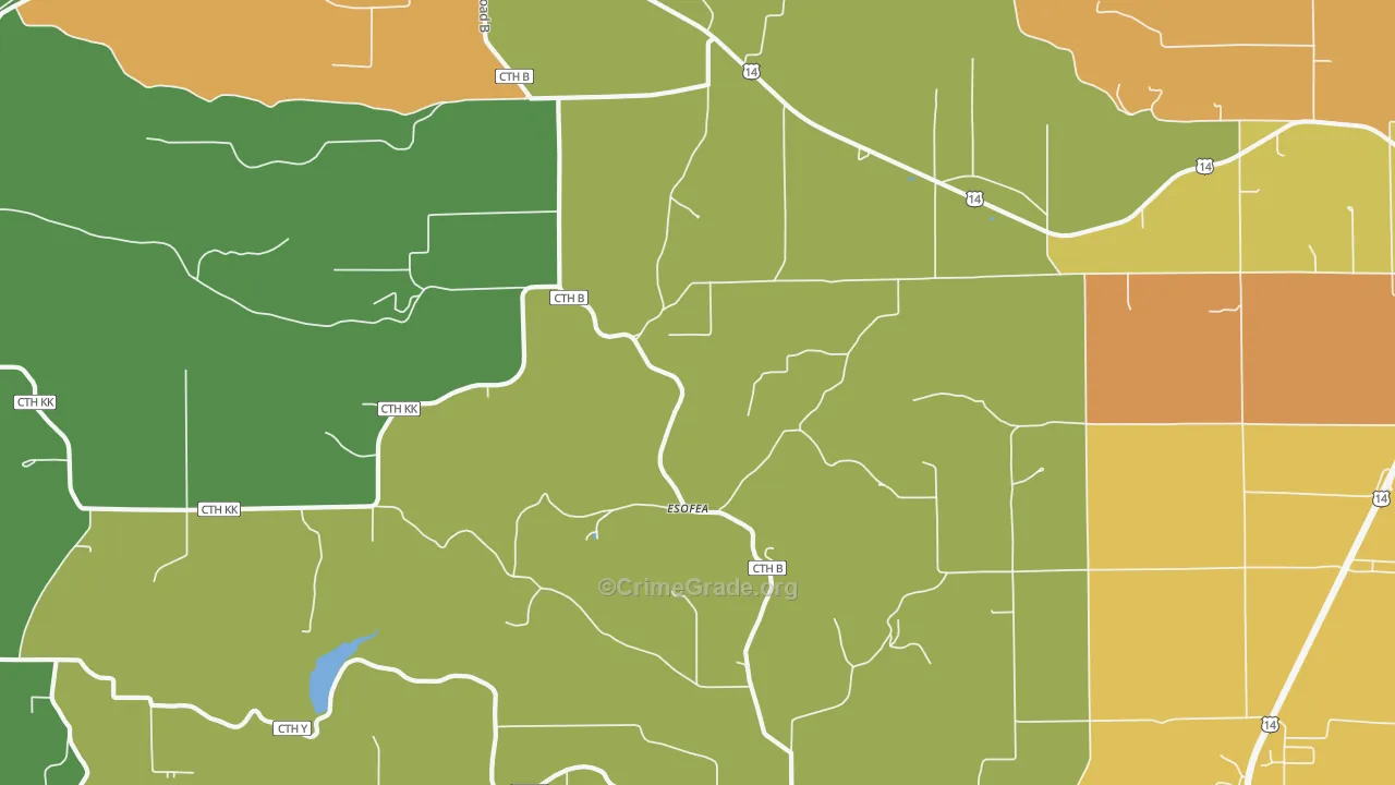 Esofea, WI Map of Vandalism Rates