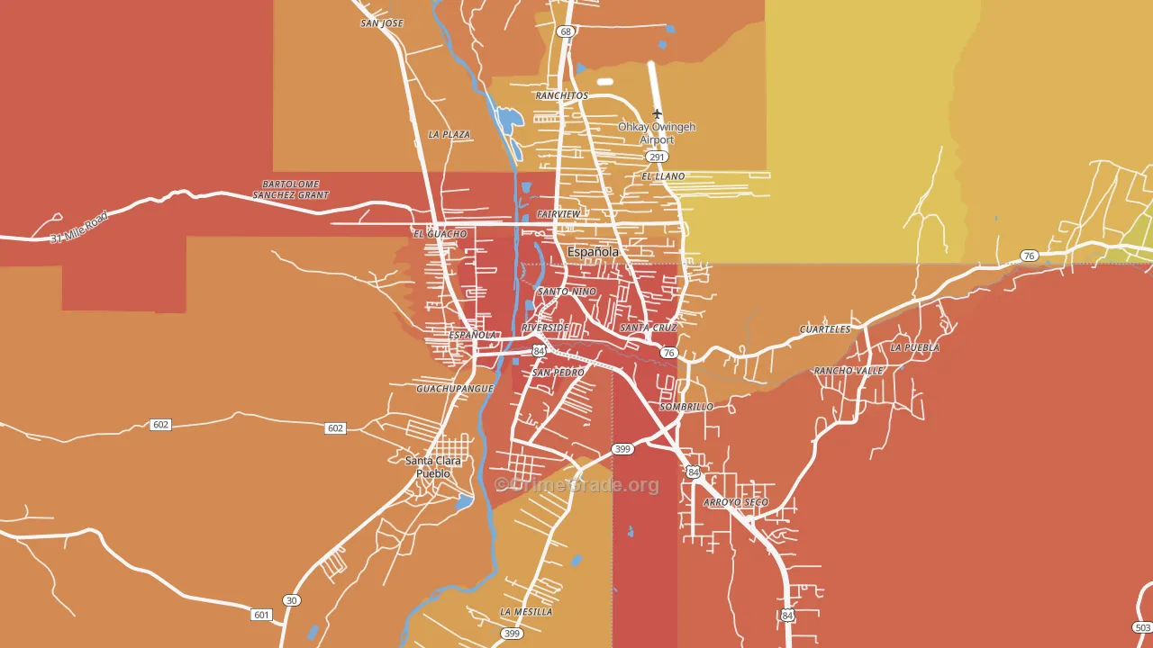 Espanola, NM Map of Vandalism Rates