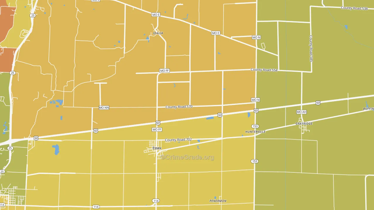 Essex, MO Map of Vandalism Rates
