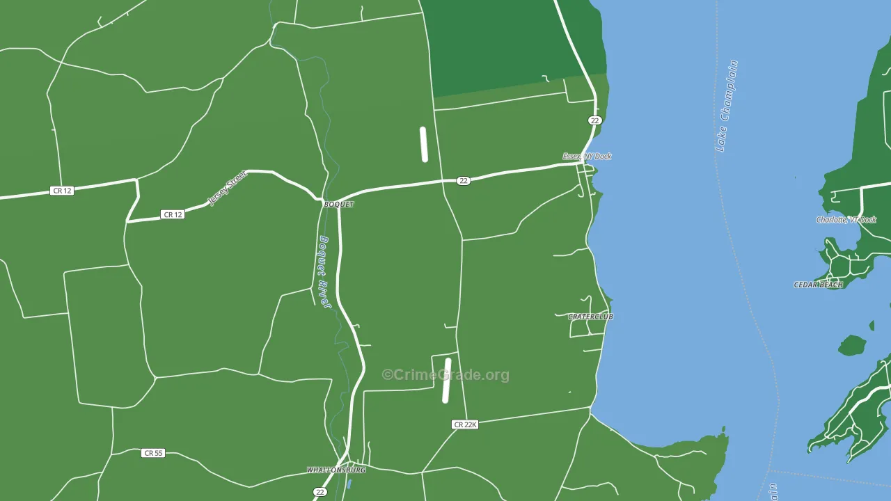 Essex, NY Map of Vandalism Rates