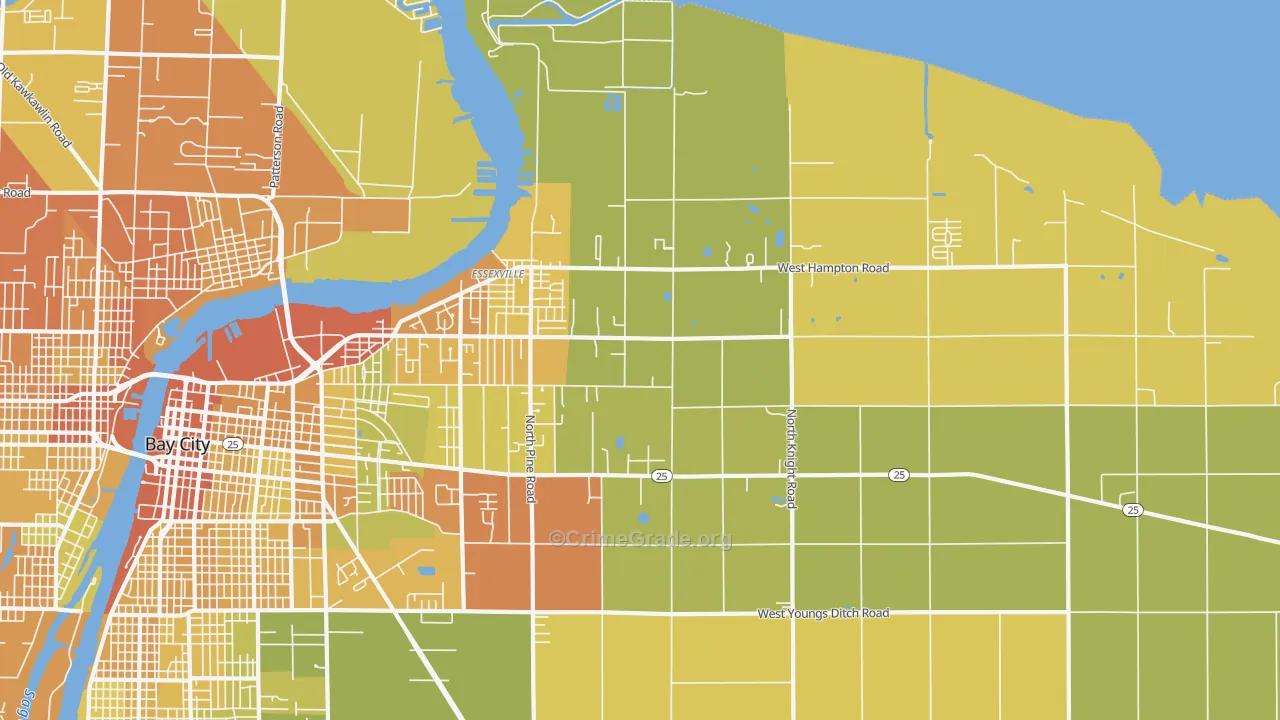 Essexville, MI Map of Vandalism Rates