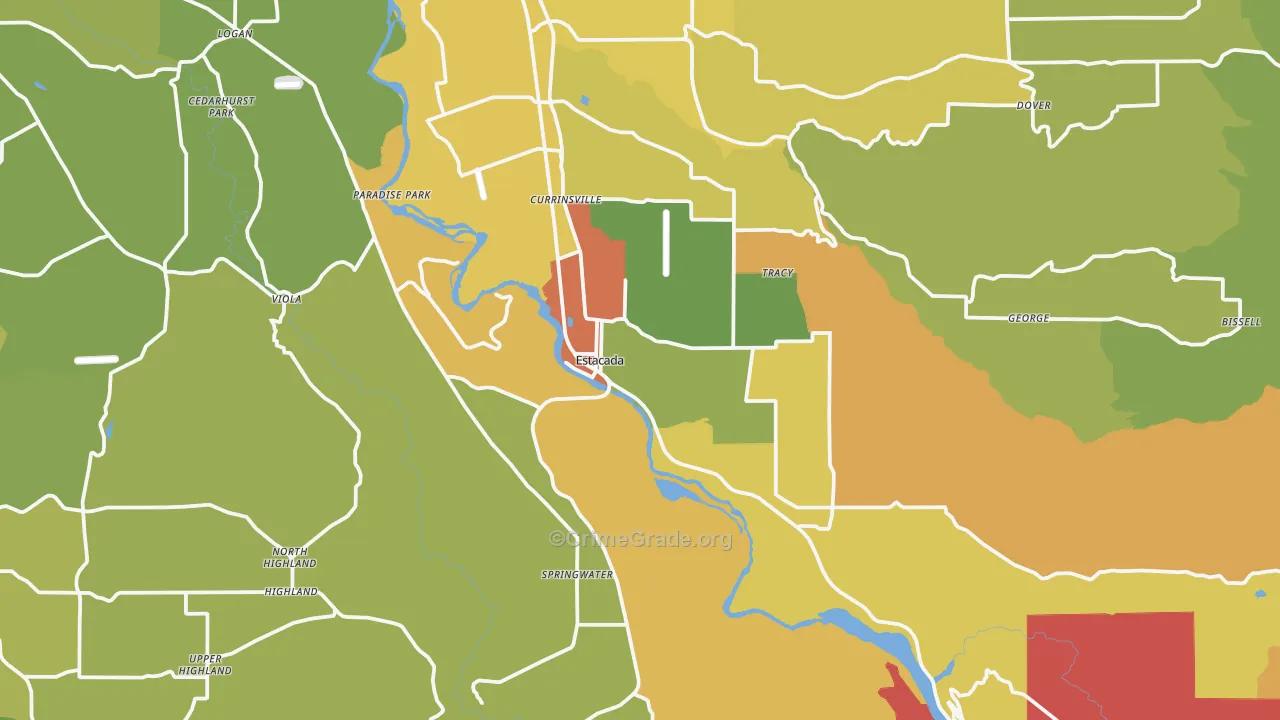 Estacada, OR Map of Vandalism Rates