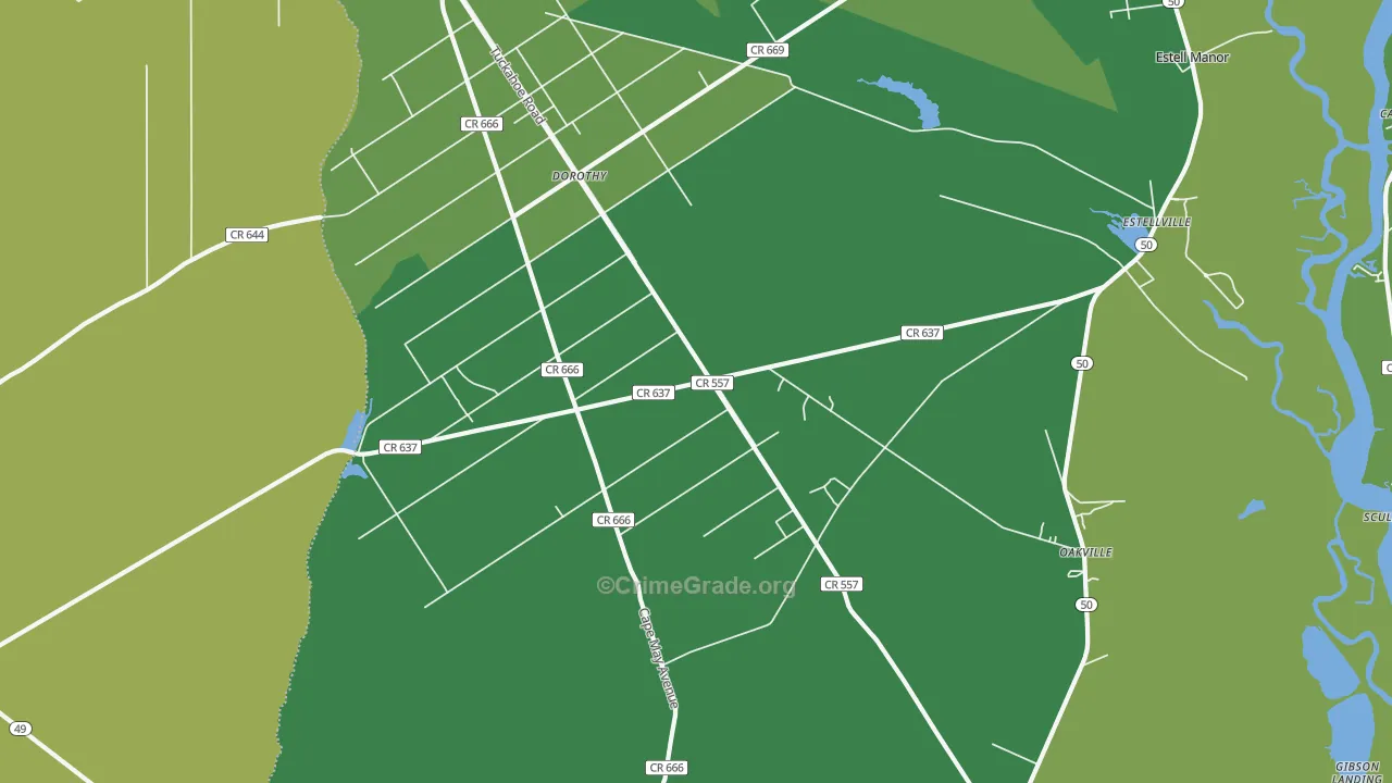 Estell Manor, NJ Map of Vandalism Rates
