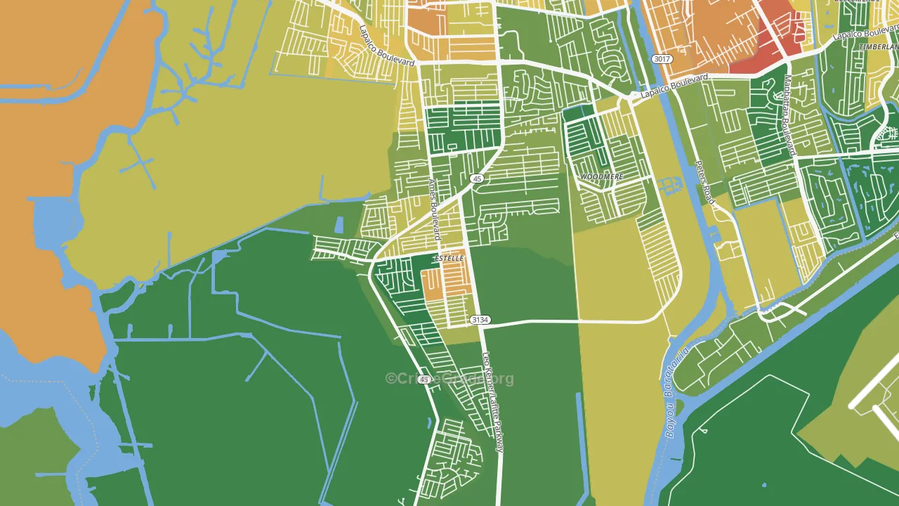 Estelle, LA Map of Vandalism Rates