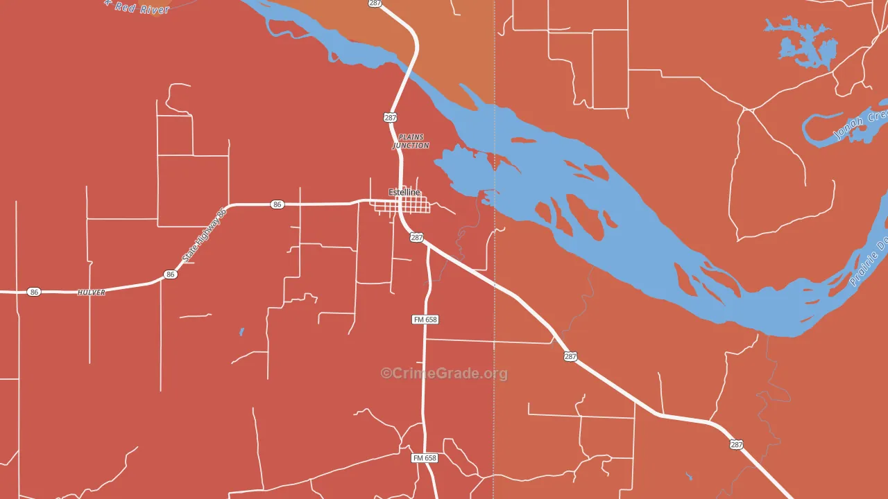 Estelline, TX Map of Vandalism Rates
