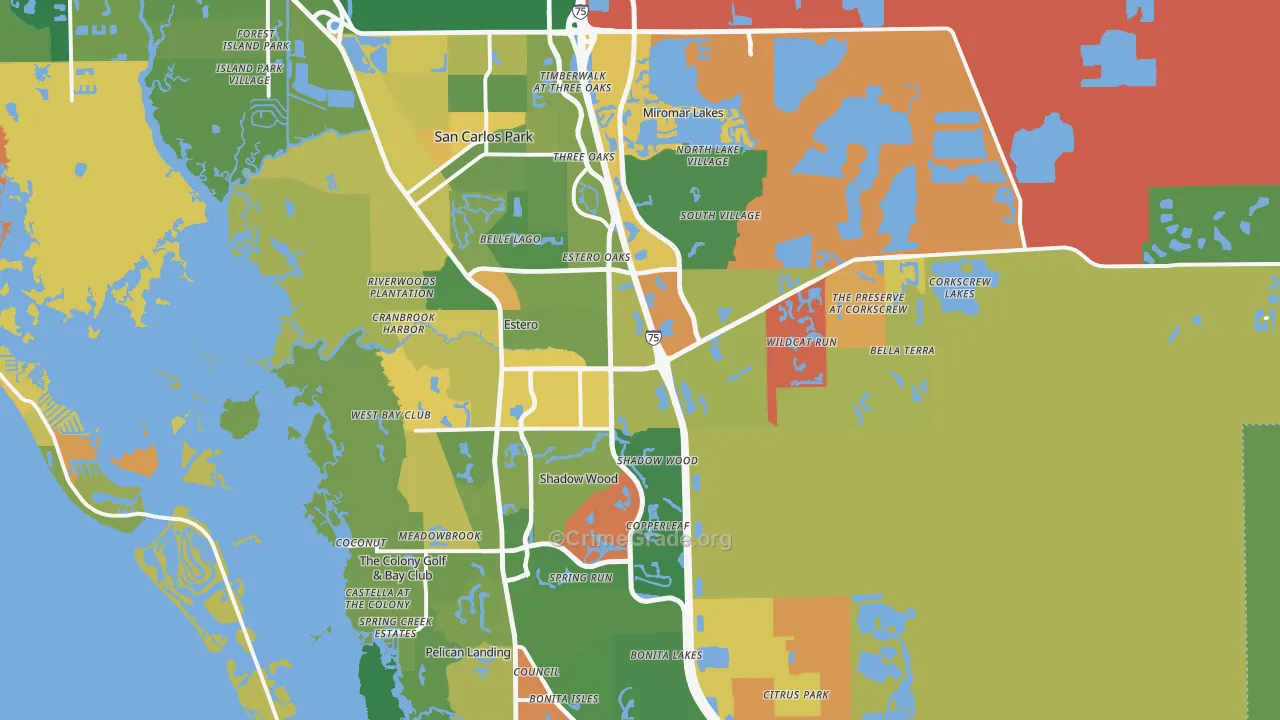 Estero, FL Map of Vandalism Rates