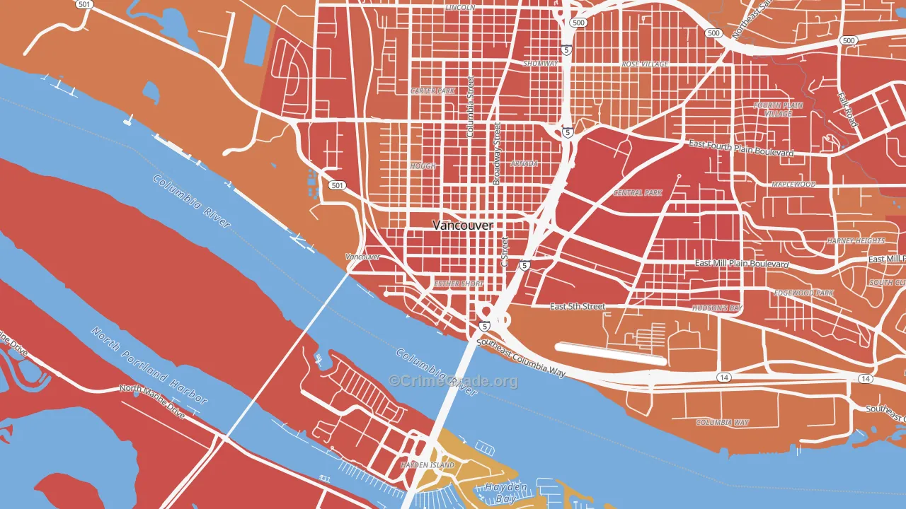 Esther Short, Vancouver, WA Map of Vandalism Rates
