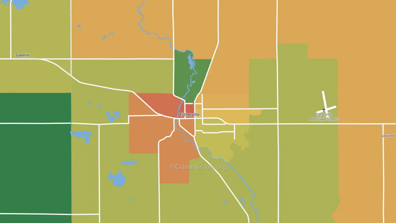 Estherville, IA Map of Vandalism Rates