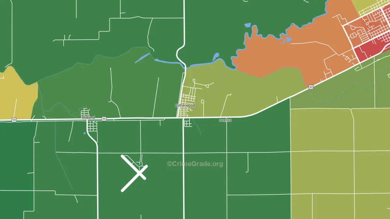 Estherwood, LA Map of Vandalism Rates