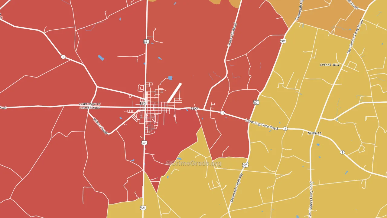Estill, SC Map of Vandalism Rates
