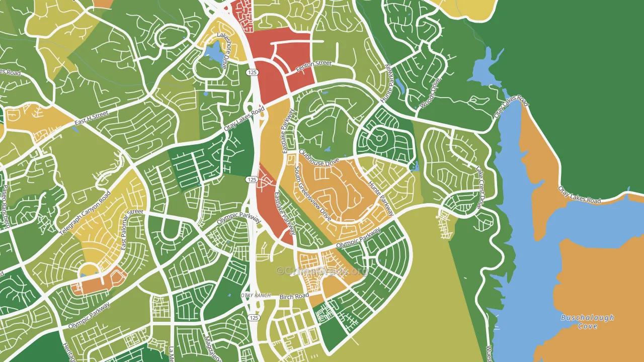 Estlake Greens, Chula Vista, CA Map of Vandalism Rates