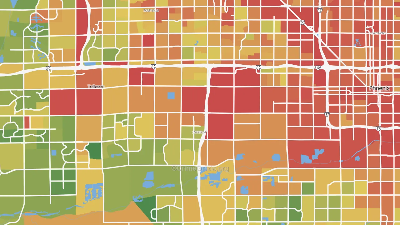 Estrella, Phoenix, AZ Map of Vandalism Rates