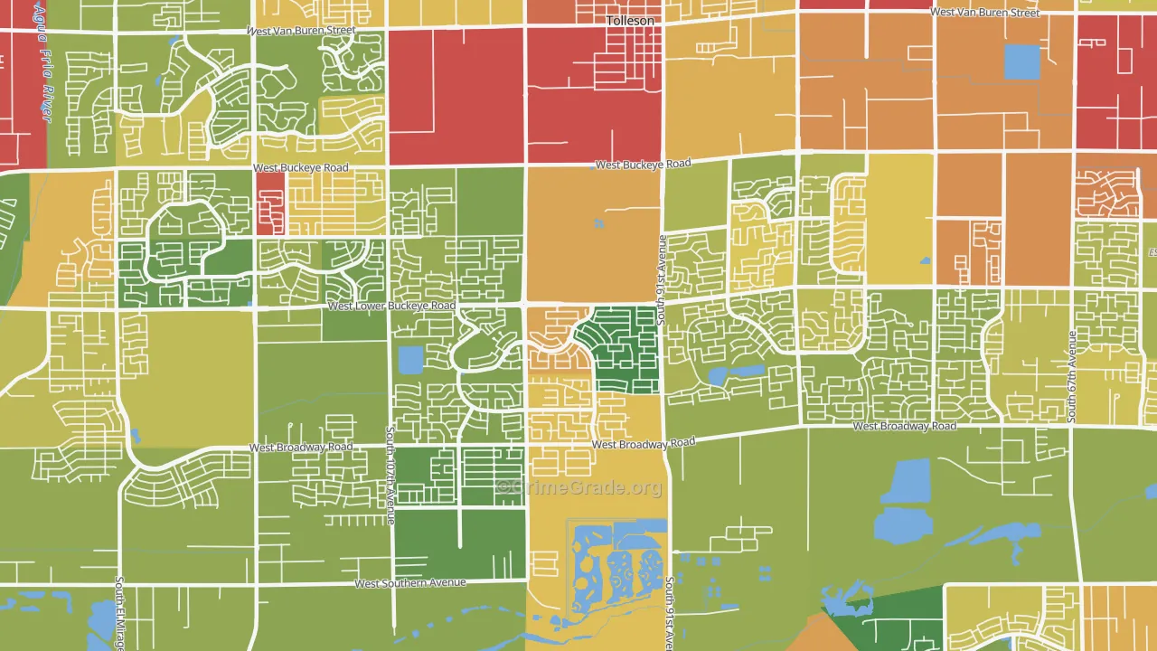 Estrella-Tolleson, Tolleson, AZ Map of Vandalism Rates