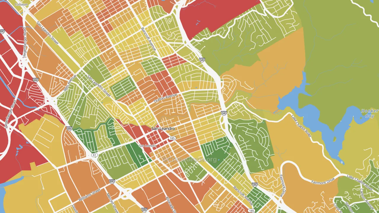 Estudillo Estates-Glen, San Leandro, CA Map of Vandalism Rates