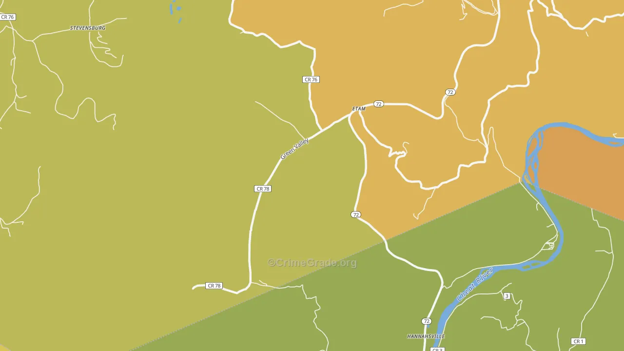 Etam, WV Map of Vandalism Rates