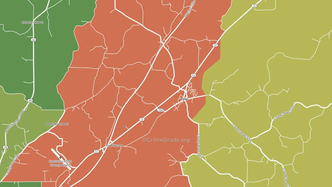 Ethel, MS Map of Vandalism Rates