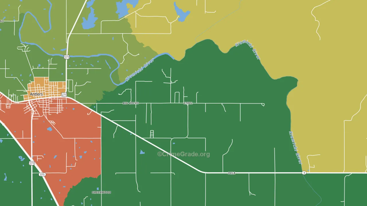 Ethel, OK Map of Vandalism Rates
