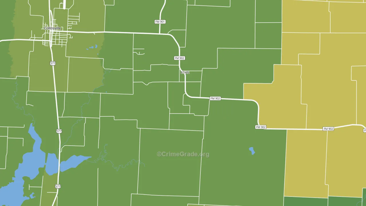 Ethel, TX Map of Vandalism Rates