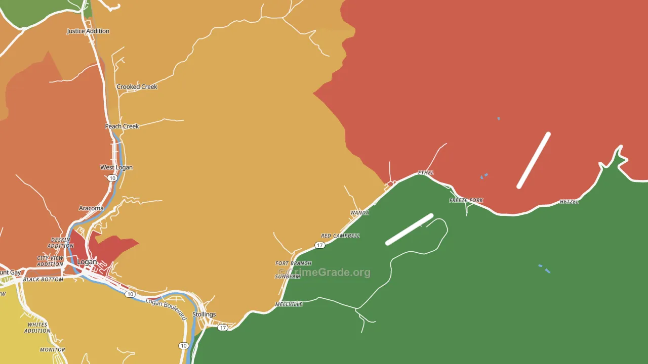Ethel, WV Map of Vandalism Rates