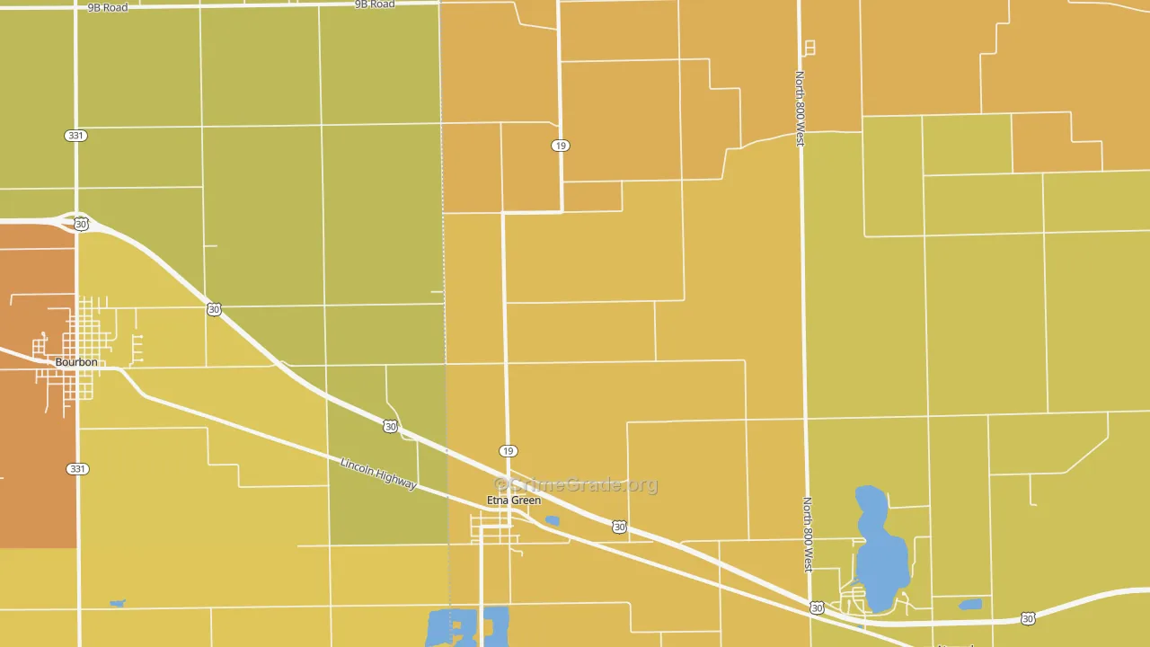 Etna Green, IN Map of Vandalism Rates
