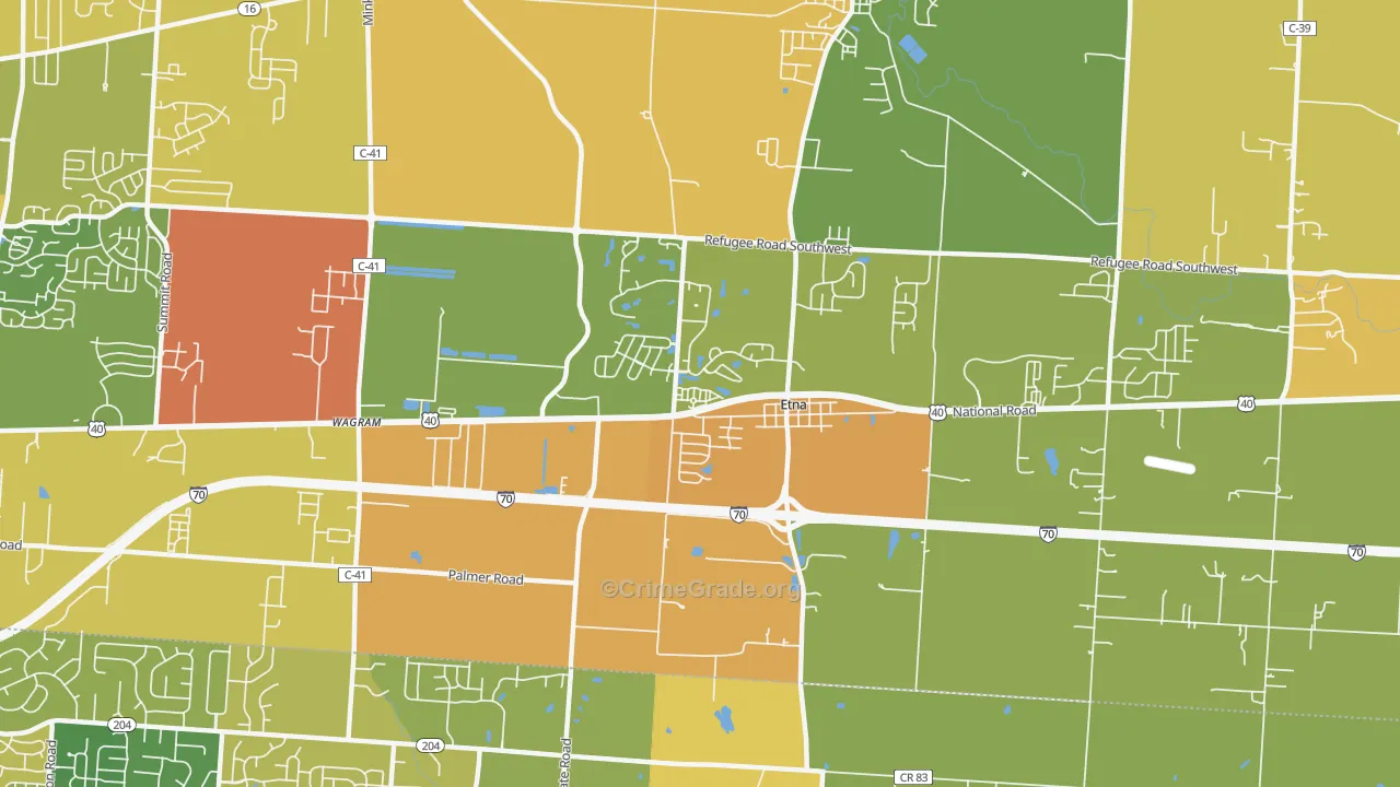 Etna, OH Map of Vandalism Rates