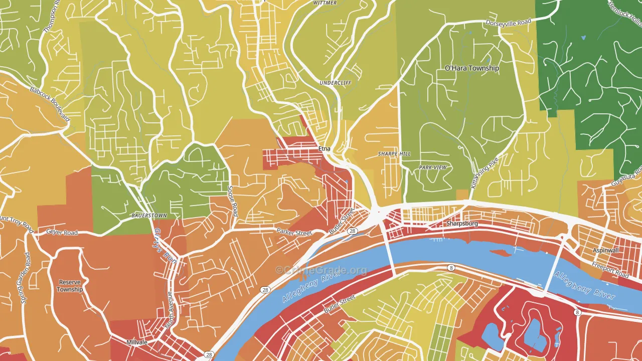 Etna, PA Map of Vandalism Rates