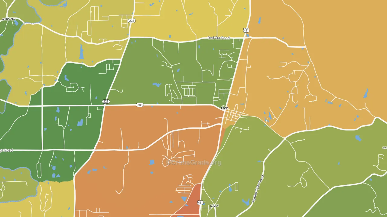 Eton, GA Map of Vandalism Rates