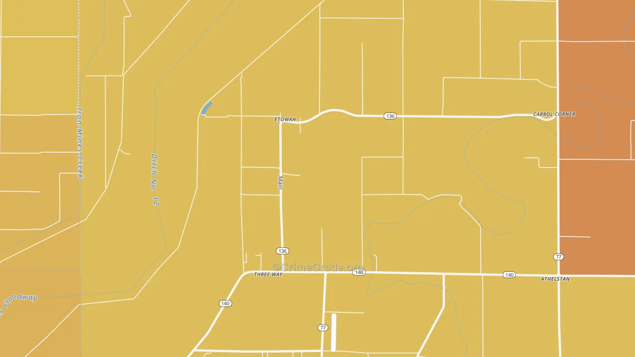 Etowah, AR Map of Vandalism Rates