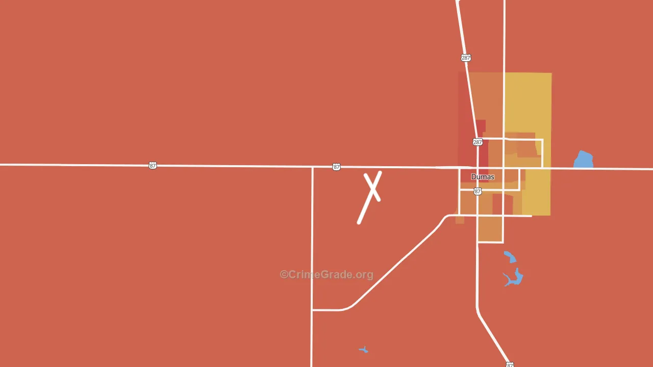 Etter, TX Map of Vandalism Rates