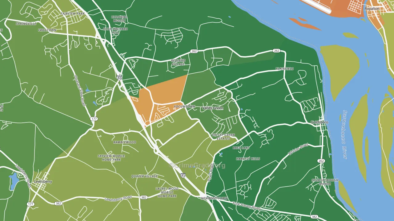 Etters, PA Map of Vandalism Rates