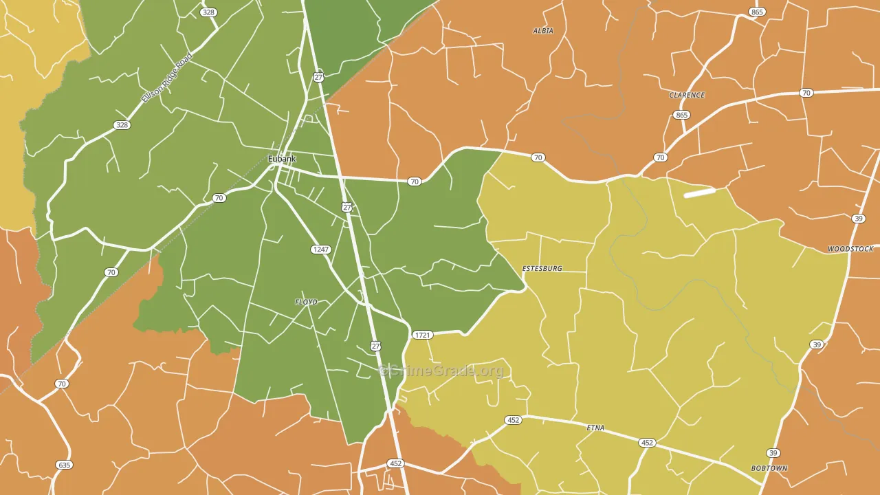 Eubank, KY Map of Vandalism Rates