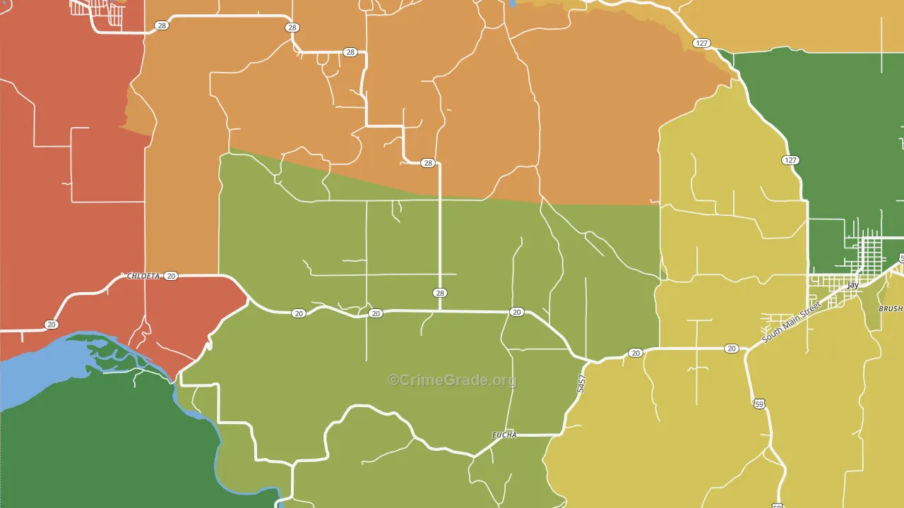 Eucha, OK Map of Vandalism Rates