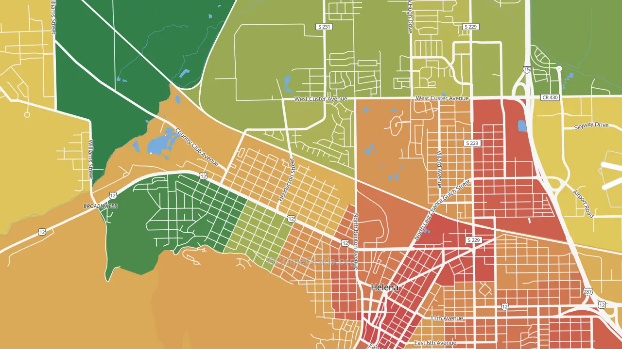 Euclid Ave North, Helena, MT Map of Vandalism Rates