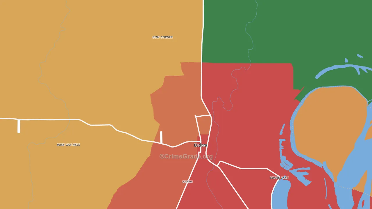 Eudora, AR Map of Vandalism Rates