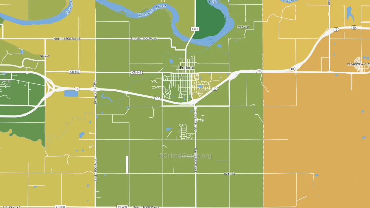 Eudora, KS Map of Vandalism Rates