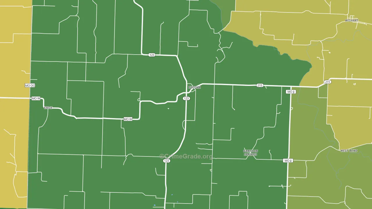 Eudora, MO Map of Vandalism Rates