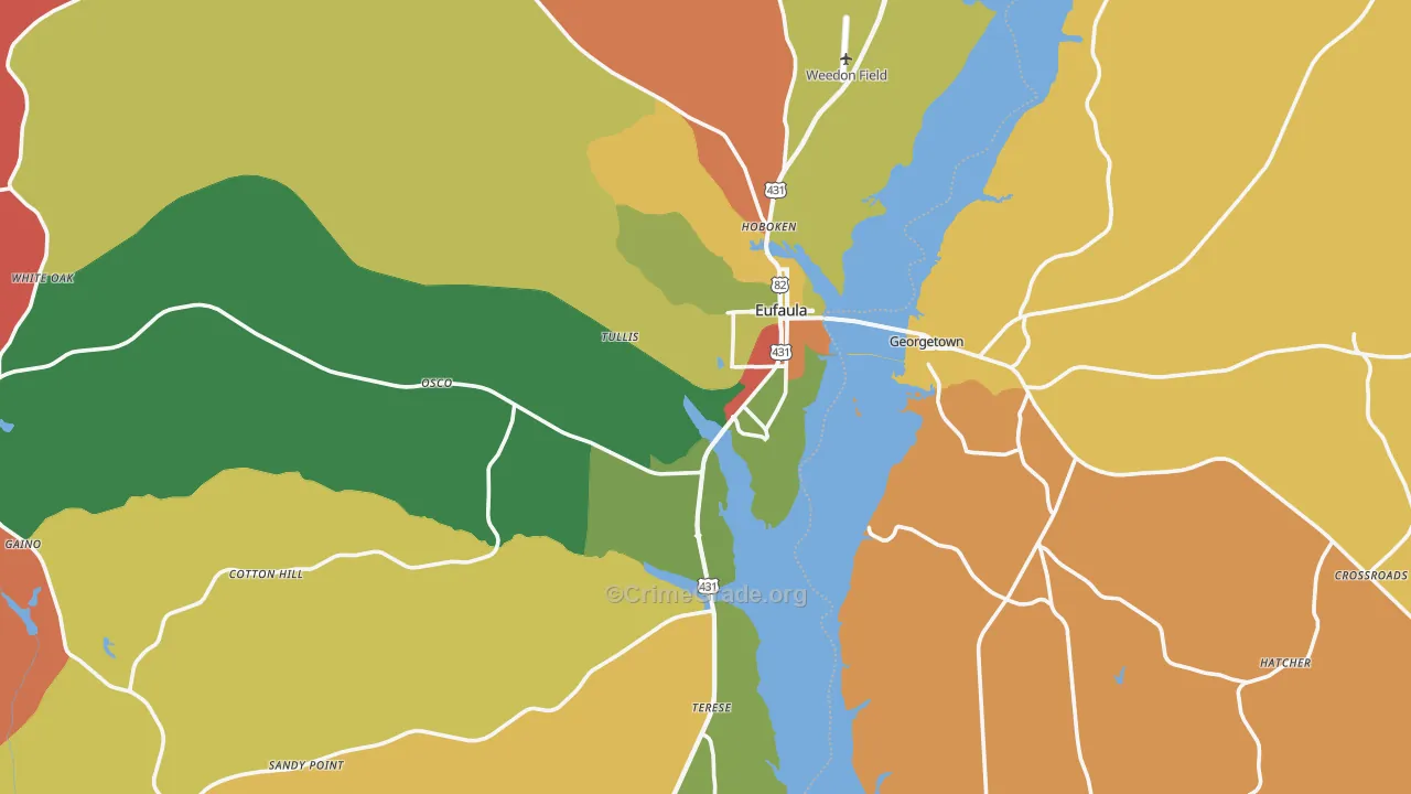 Eufaula, AL Map of Vandalism Rates