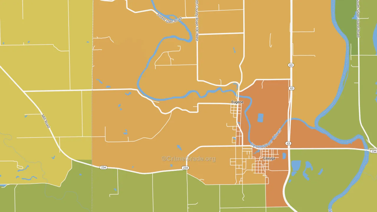 Eugene, IN Map of Vandalism Rates
