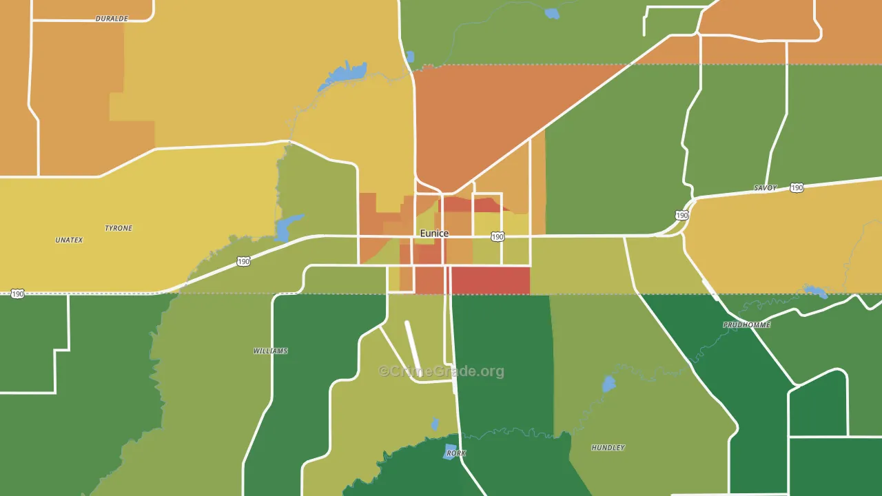 Eunice, LA Map of Vandalism Rates