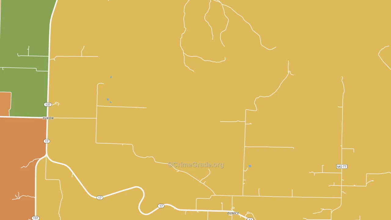 Eunice, MO Map of Vandalism Rates