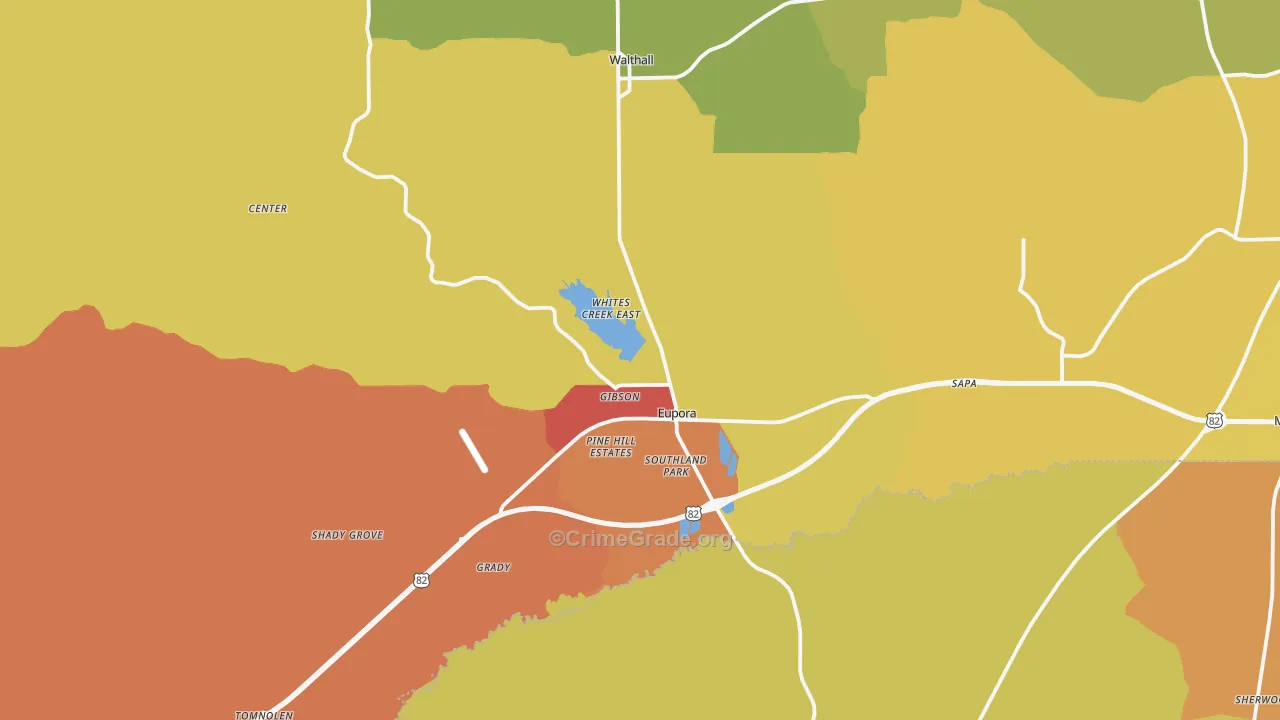 Eupora, MS Map of Vandalism Rates