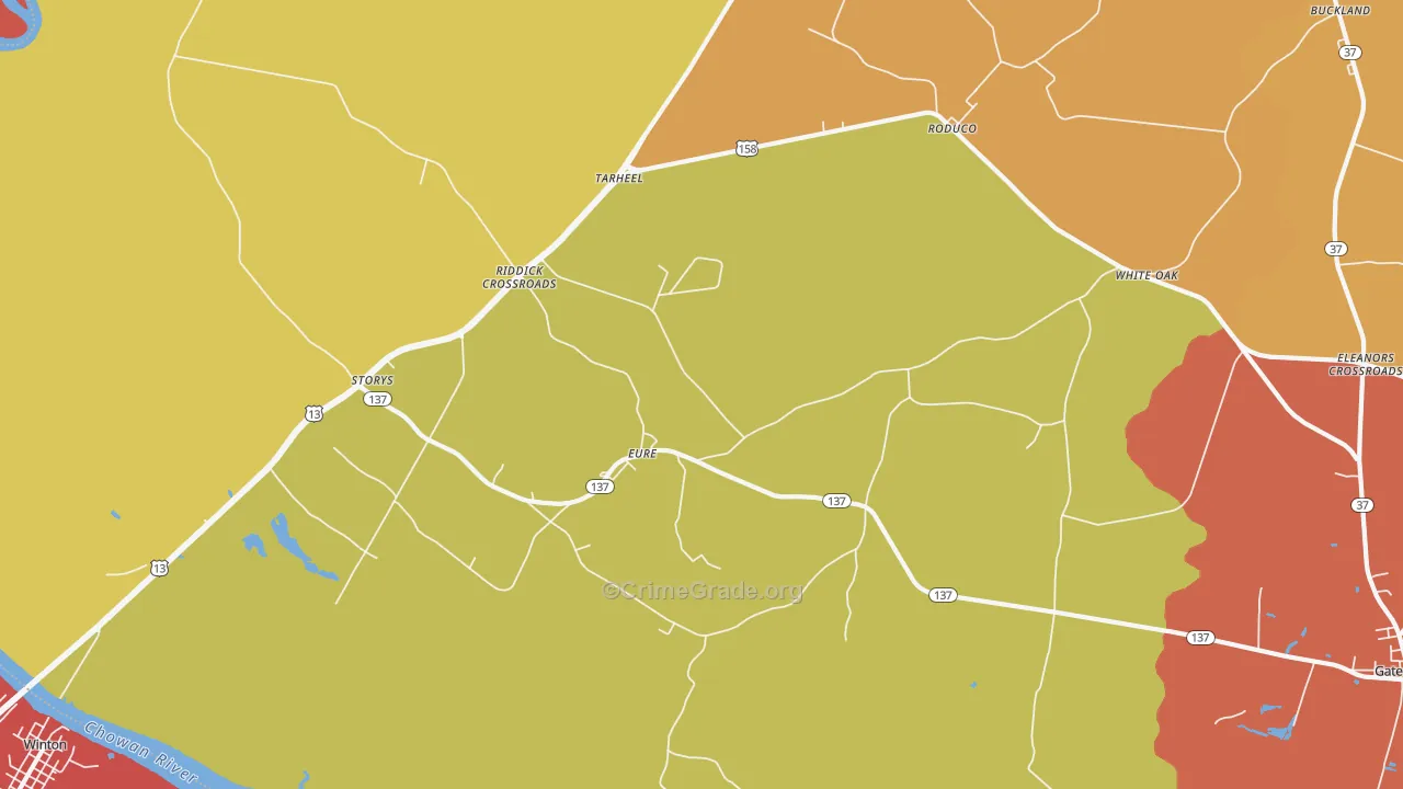 Eure, NC Map of Vandalism Rates
