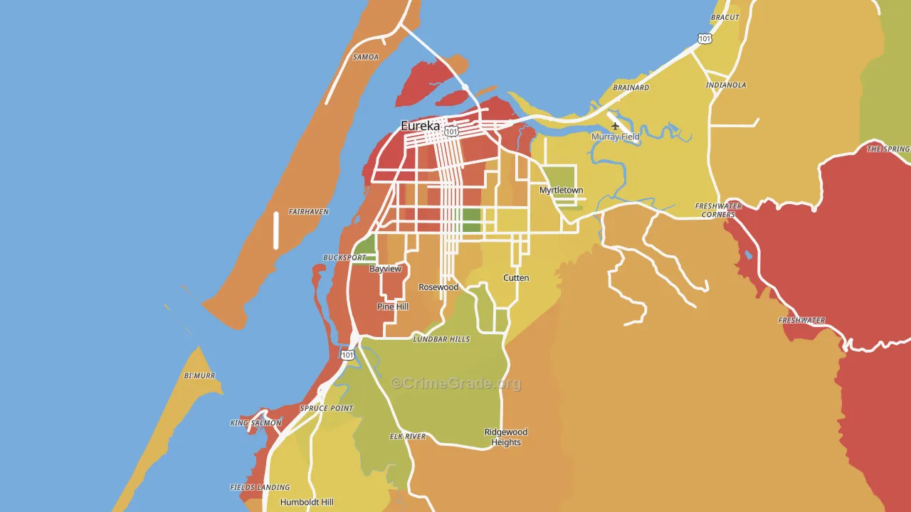 Eureka, CA Map of Vandalism Rates