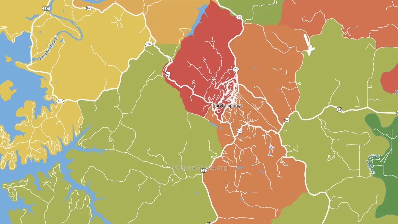 Eureka Springs, AR Map of Vandalism Rates