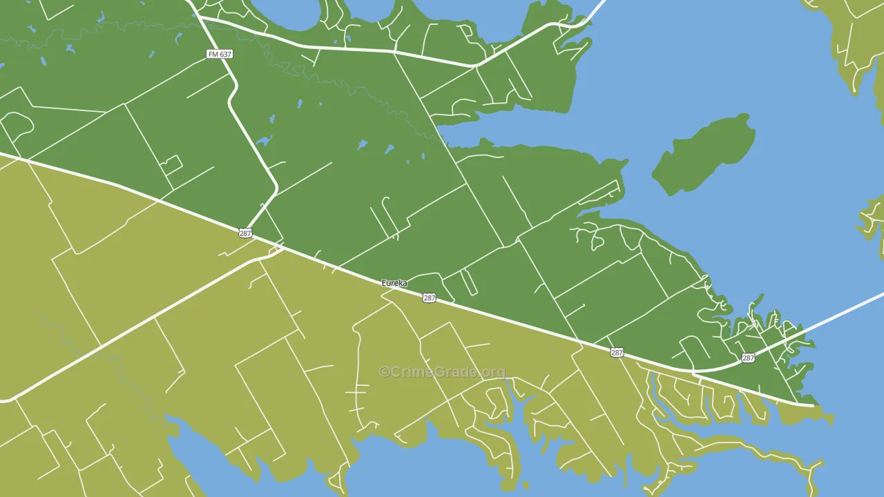 Eureka, TX Map of Vandalism Rates