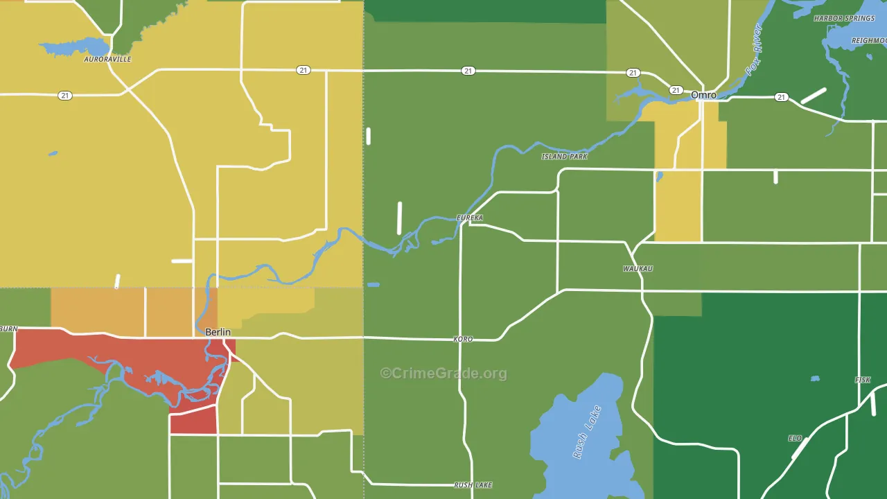 Eureka, WI Map of Vandalism Rates