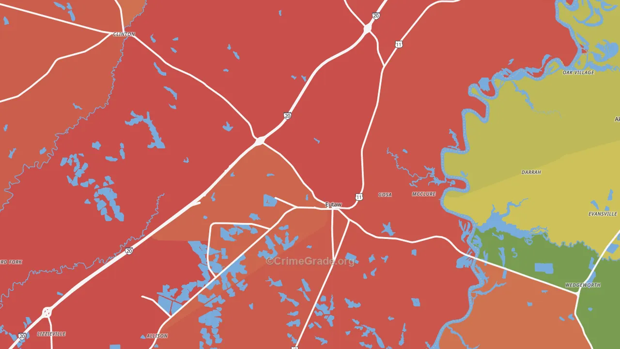 Eutaw, AL Map of Vandalism Rates